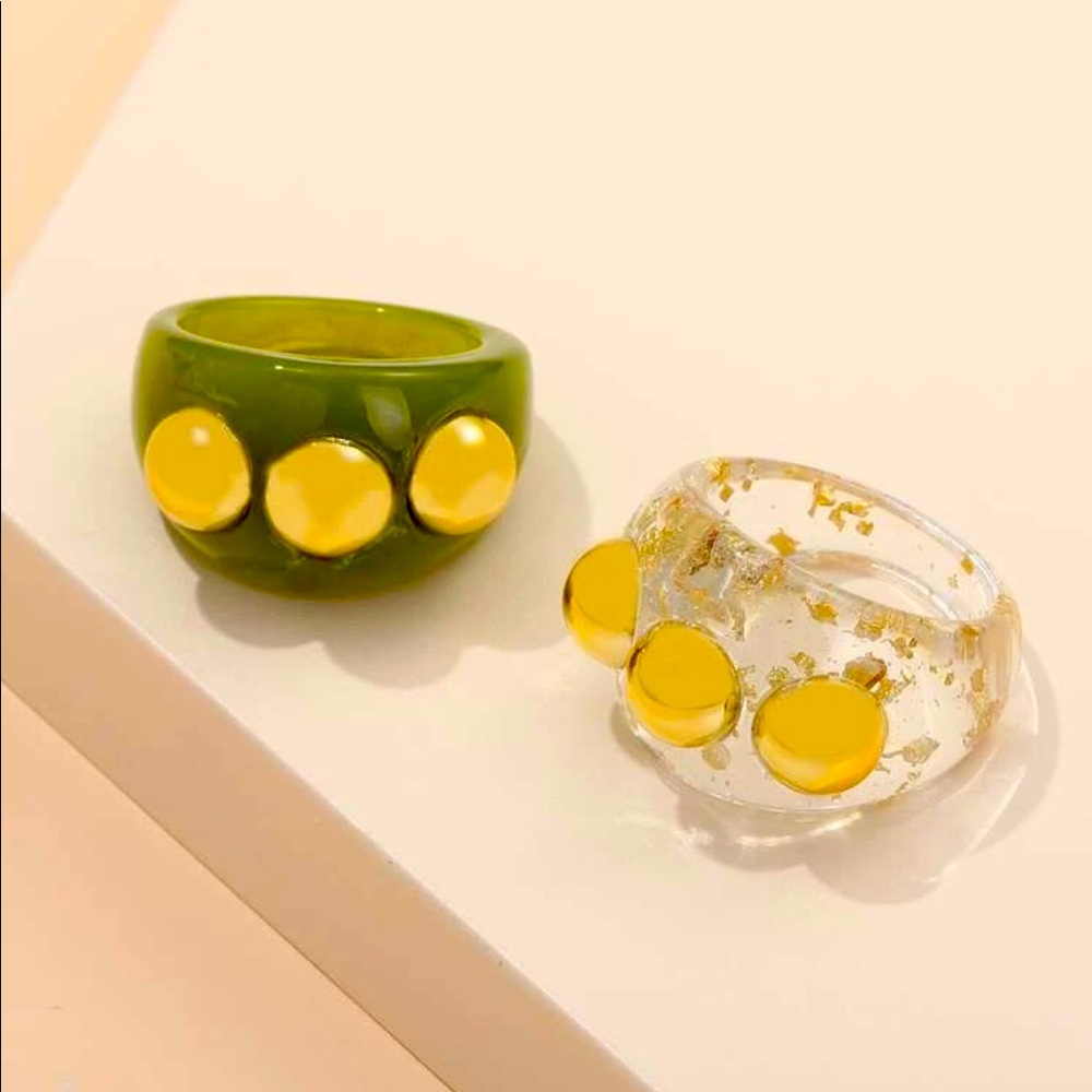 2pcs simple resin rings